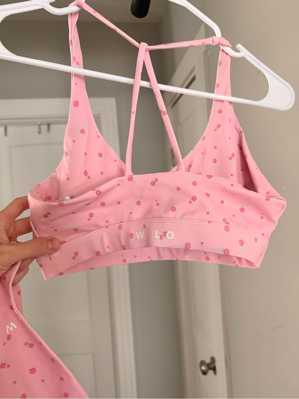 Pink Floral Ruched Bike Shorts & Strappy Bralette Set - Women Intimates - Picture 4 of 8